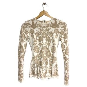 Torn by Ronny Kobo Knit Peplum Top S